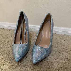 Blue Glitter Point Toe Stiletto Pumps